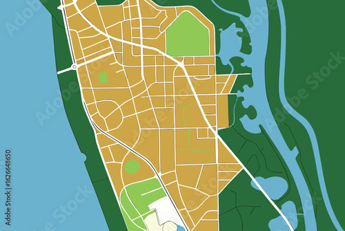 Port saint lucie map florida country map Colorful City Map with Water and Green Areas urban road