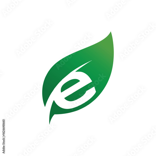 Eco-Friendly "e" Leaf Logo | Green Energy & Nature Design
