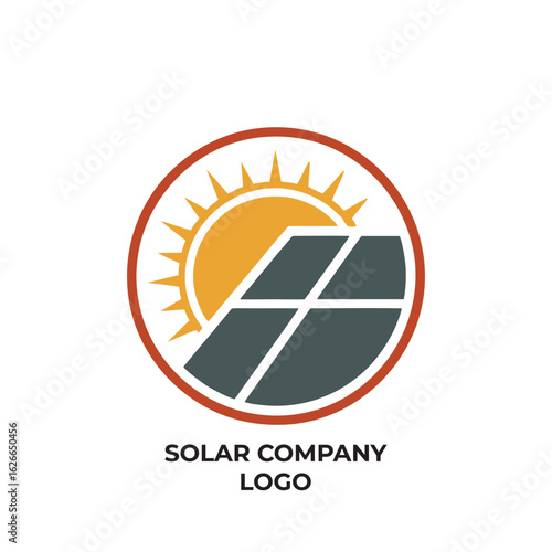 Simple Solar Panel & Sun Logo | Renewable Energy Company