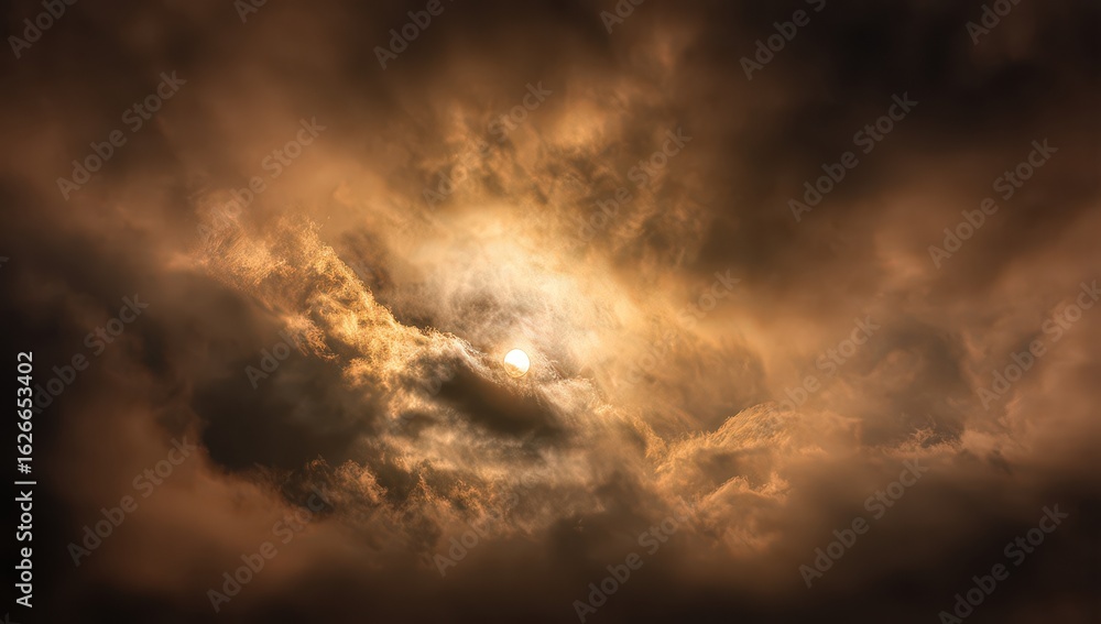 Obraz premium Dramatic Golden Sunset Sky With Clouds