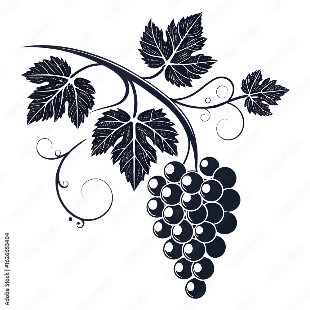 Obraz premium grapes vector illustration , Grapes Silhouette Vector