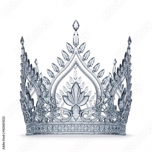 A shimmering ice crown, showcasing intricate details and spiky elements,