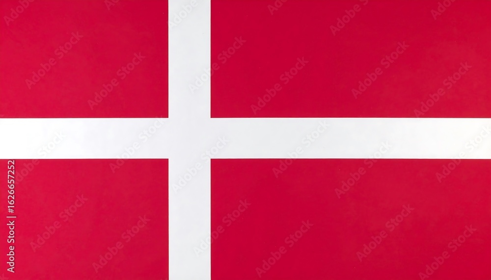 Fototapeta premium Danish flag with red field and offset white Nordic cross—symbol of Christianity, tradition, and sovereignty.
