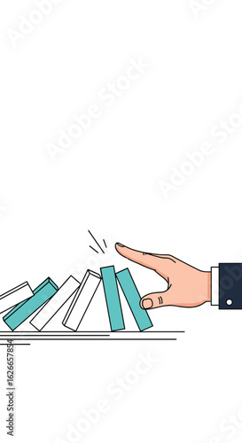 Business strategy risk management and chain reaction effect of falling blocks