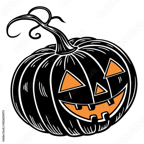 halloween black pumpkin on white background vector