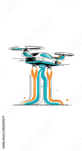 Futuristic vtol aircraft ascending skyward with powerful jet thrust and vibrant energy streams