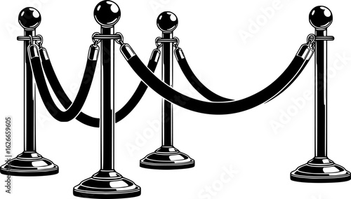 Illustration of Elegant Rope Barrier Stanchions for Crowd Control