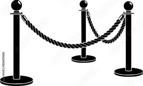 Illustration of Elegant Rope Barrier Stanchions for Crowd Control