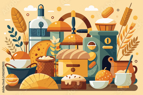 set of bakery products