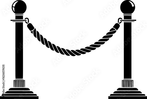 Illustration of Elegant Rope Barrier Stanchions for Crowd Control