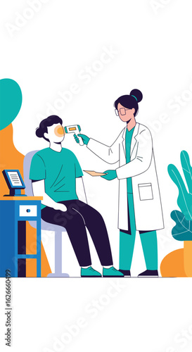 Medical professional administering rapid antigen test for respiratory illness diagnosis