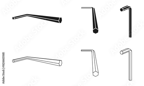 hex key or hex wrench icon set vector illustration isolated on white background.