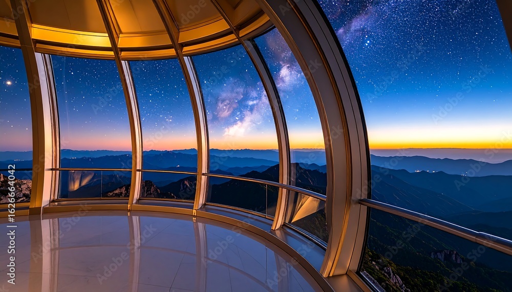 Fototapeta premium Viewing Milky Way From Mountain Observatory at Night