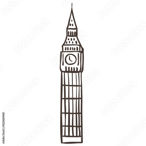 Illustration of Big Ben. Vector Graphic on the white Background