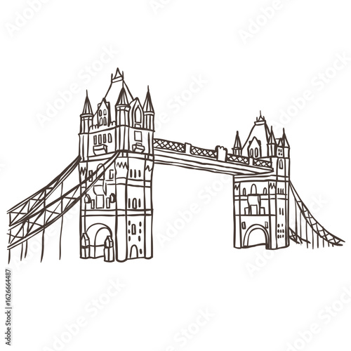 Illustration of Tower Bridge. Vector Graphic on the white Background