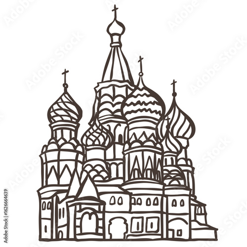 Illustration of Saint Basil's Cathedral. Vector Graphic on the white Background