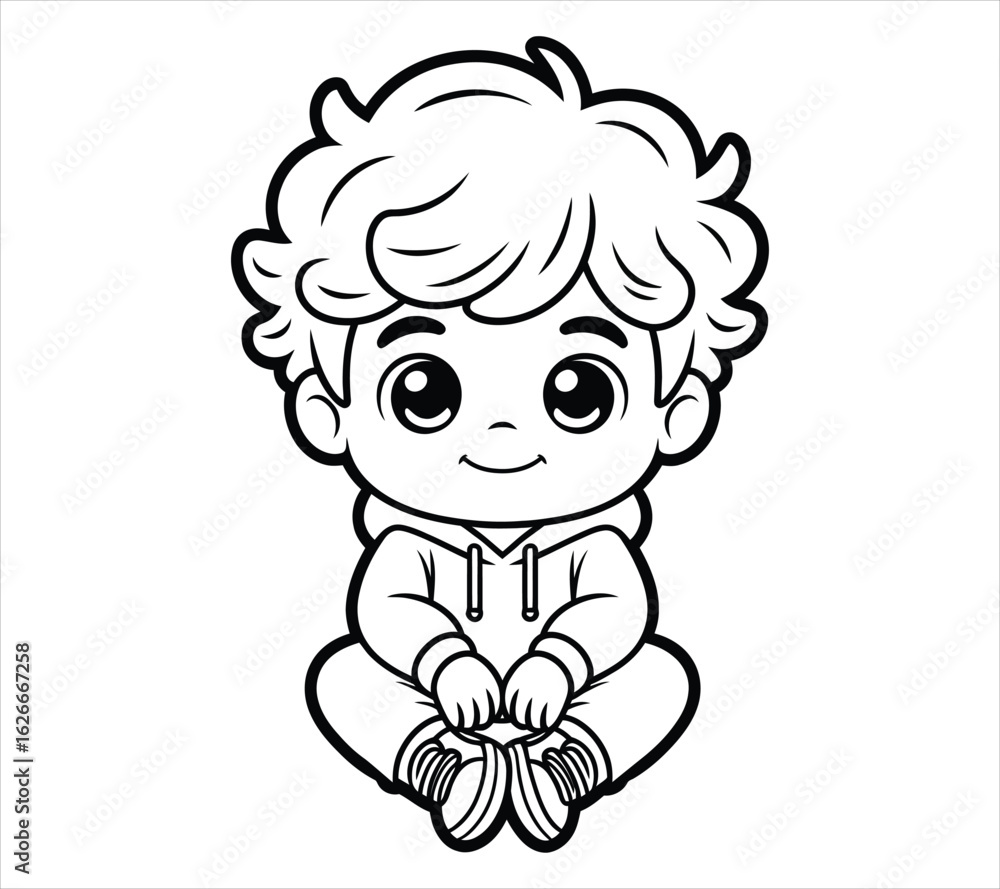Fototapeta premium Vector Cartoon Boy – Chibi Silhouette in Hoodie