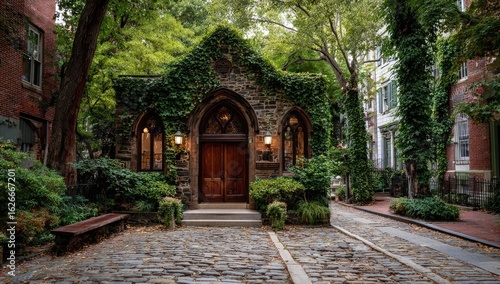 Wallpaper Mural Ivy-covered chapel in a cobblestone alleyway Torontodigital.ca
