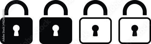 Locks icons set. Locked and unlocked vector icon set. Lock symbol isolated on transparent background. Padlock symbol. Privacy symbol vector stock illustration. 