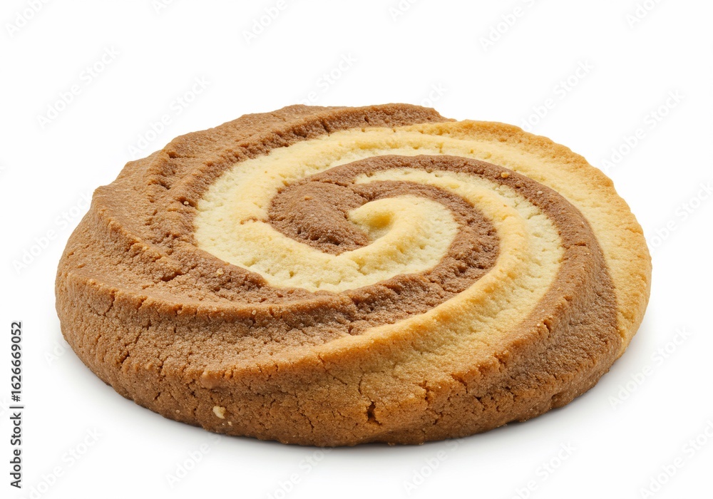 Fototapeta premium Swirled Brown and Beige Cookie Isolated on White