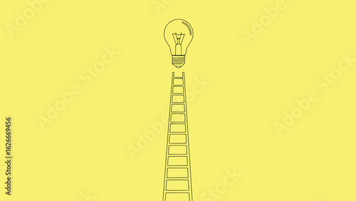 Die Karriereleiter zum Erfolg: Minimalistischer Vektor für Aufstieg und Aufstiegschancen. Ein abstraktes Symbol für Ehrgeiz, Zielerreichung und die "ladder to success". Das Ziel: die zündende Idee.