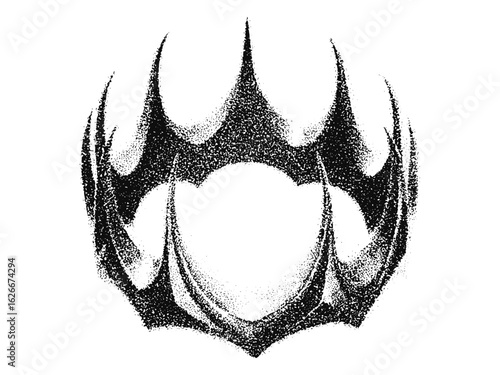 Vintage stipple crown collage with dark gothic vibes, retro grainy photocopy effect, vector illustration for surreal 90s tattoo, psychedelic grunge poster, occult horror art, nightmare aesthetics,