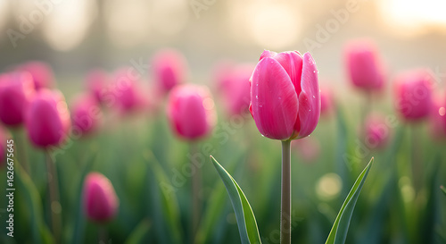 pink tulips in the garden