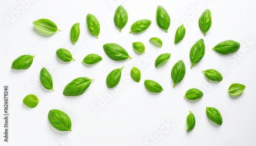 Vibrant Green Leaves Contrast Against Bright White Background Creating a Fresh and Natural Aesthetic