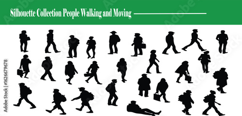 People Walking and Moving Silhouette Collection