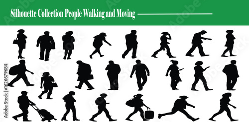 People Walking and Moving Silhouette Collection