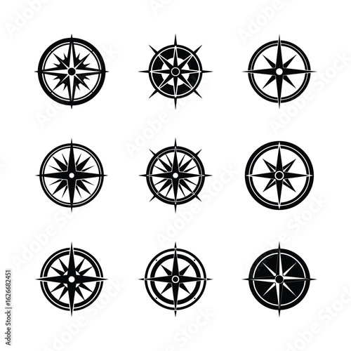 Navigational Compass Rose Symbol Set