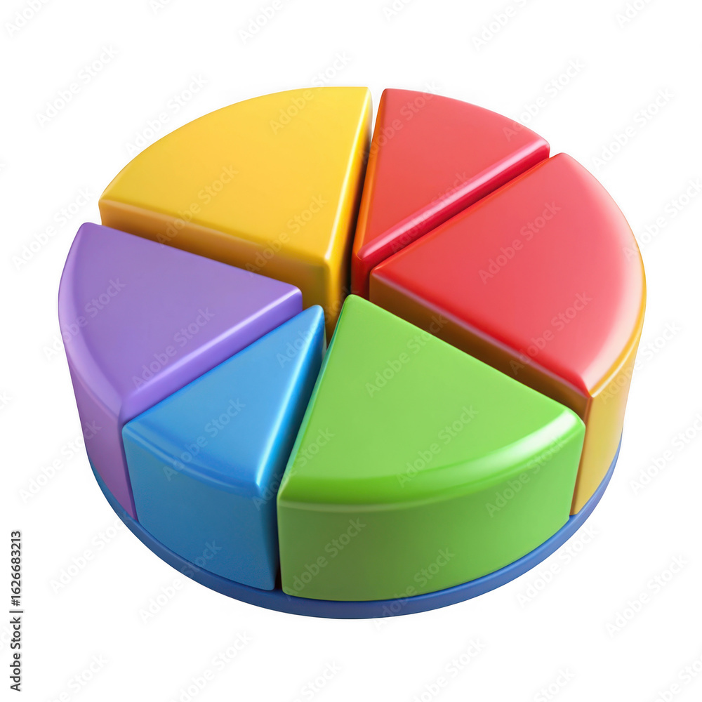 Obraz premium 3d pie chart with colorful segments isolated on transparent background