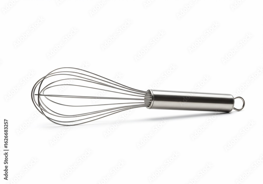 Stainless steel whisk, kitchen utensil for baking, isolated on white background Stainless steel whisk, kitchen utensil for baking, isolated on white background