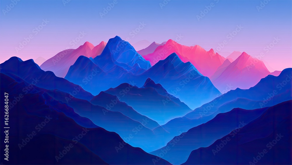 Fototapeta premium Colorful mountain range at dawn