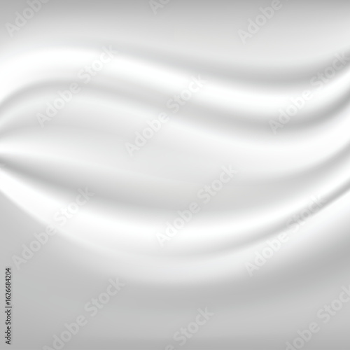 Abstract White Satin Fabric Wave Vector Background with Smooth Silk Drapes, Elegant Smooth Texture, and Soft Light Folds for Luxury Advertising and Product Display