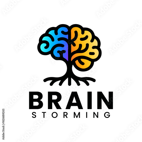 Brainstorming Tree Logo Creative Mind and Idea Growth Symbol