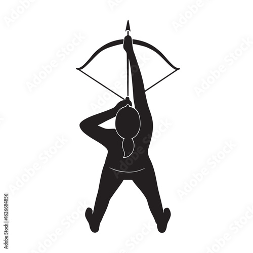 Archer aiming bow and arrow in stylized gradient silhouette

