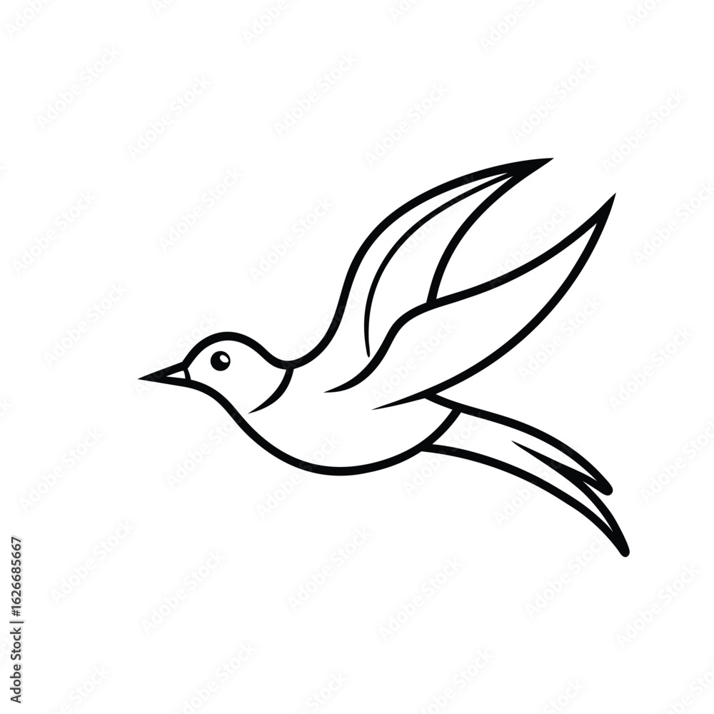 Obraz premium Line art of a bird in mid-flight