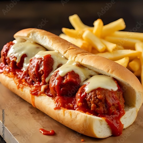 meatball sub and fries