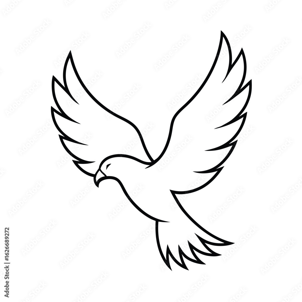 Obraz premium Line art of a flying eagle with spread wings