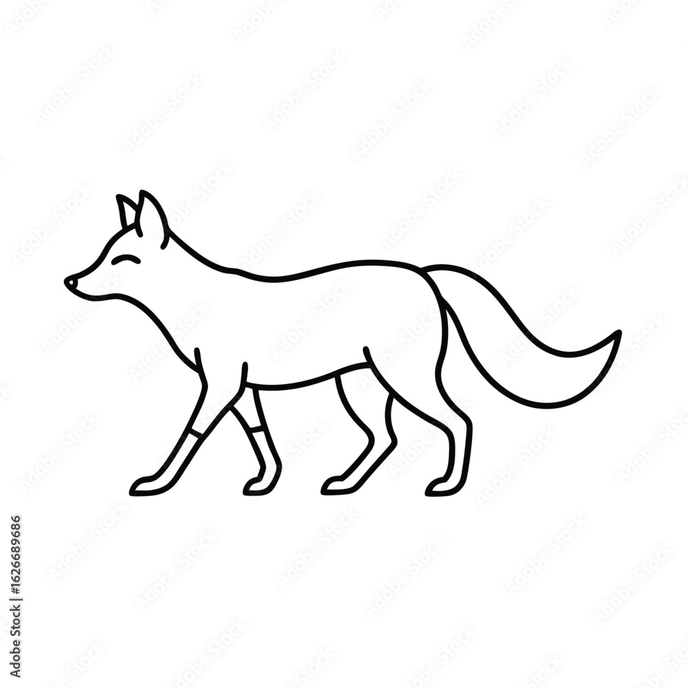 Fototapeta premium Walking fox line art vector illustration