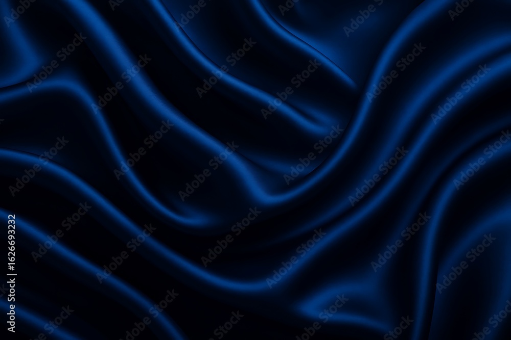 Fototapeta premium Deep blue silk fabric with elegant folds and subtle shine