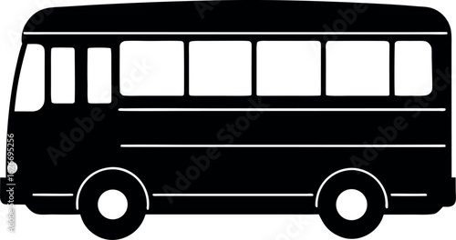 Black bus vehicle transport automobile travel public wheels simple silhouette vector illustration