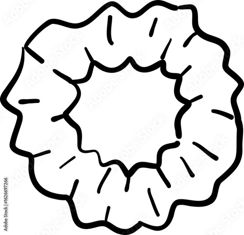 Hairband Hair Accessories Hair Tie Scrunchie Black and White Line art Hand Drawn Sketch Style 
