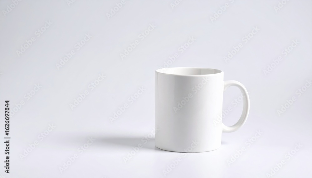 Obraz premium Elegant White Mug Set Against a Pure White Background Highlighting Minimalist Design and Simplicity