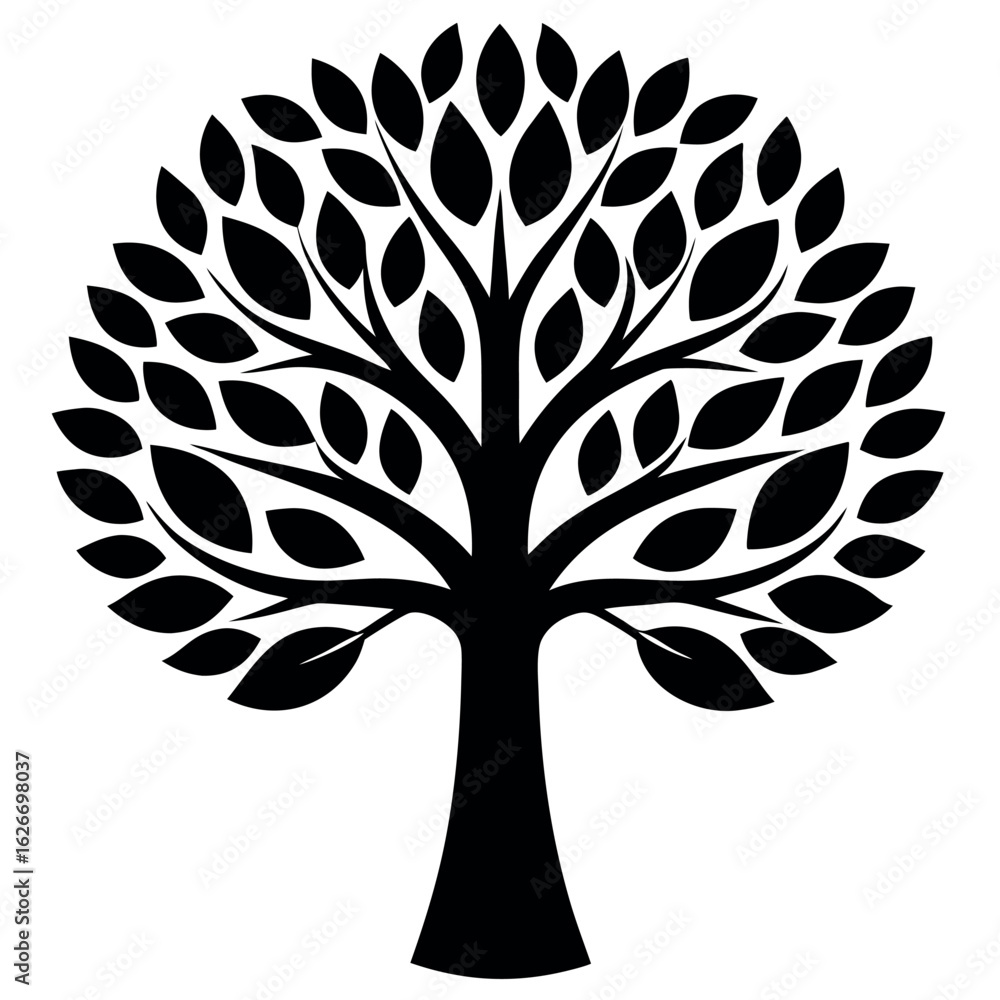 Obraz premium Minimalist stylized deciduous tree illustration in a natural setting