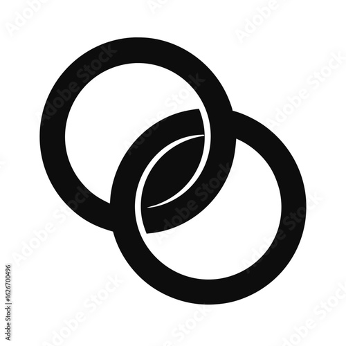 Circular interlocking rings symbol silhouette