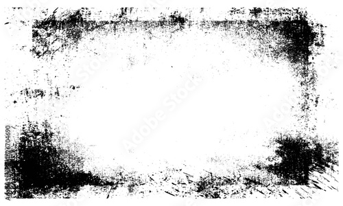 Rough grunge vignette overlay in square aspect ratio with distressed, eroded grime texture on transparent background, vintage film effect, dirty overlay, retro texture, weathered edges