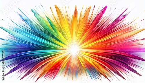 Wallpaper Mural vibrant rainbow light burst isolated white background Torontodigital.ca