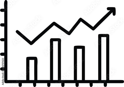 Performance Metrics Graph Line Icon. Continuous Improvement and Analytics Data Vector.